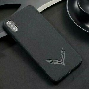 Corvette Engraved Logo iPhone Case Alcantara Suede